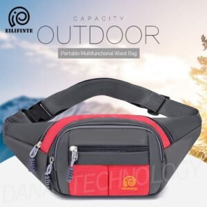 EILIFINTE B09 Unisex Outdoor Waist Pack Chest Bag-Grey&Red