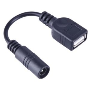 5.5 X 2.1mm DC Female To USB AF DC Female Power Connector Cable For Laptop Adapter, Length: 15cm(Black)