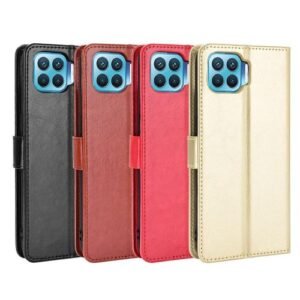 Applicable to Oppo Reno4 Lite Phone Case Flip F17 Pro Mobile Phone Leather Case Crazy Horse Pattern Card A93 4G
