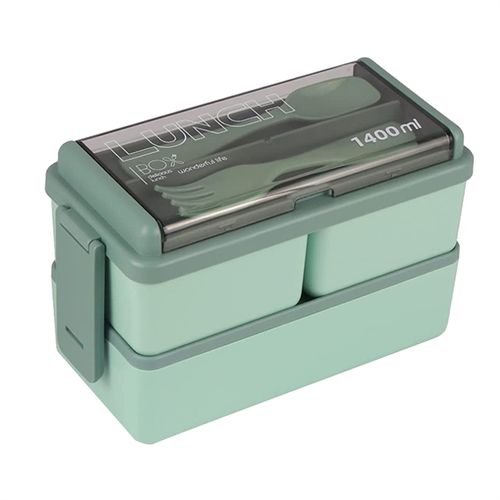 Bento Box Kit 47.35OZ Bento Box Adult Lunch Box 3 Compartments Bento Lunch Box Meal Prep Containers for Adults Green