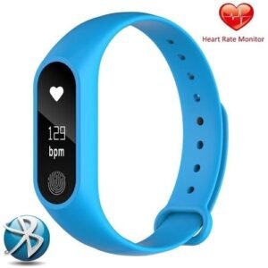 M2 Sport Waterproof Heart Rate Monitor Smart Bracelet M2 Wrist Band Smart Watch OLED Fitness Tracker Pedometer For IOS Andriod Phones (Blue) WANKAI