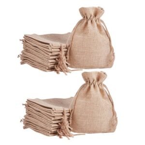 20Pcs High Quality Burlap Linen Gift Pouch Jewelry Holder Bags With