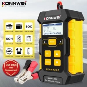 Konnwei KW510 Full Automatic 12V Car Battery Tester Pulse Repair 5A Battery Chargers Wet Dry AGM Gels Lead Acid Car Repair Tool