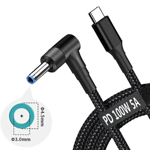 45W 65W 90W Dc Power Charger Converter USB Type C Adapter Cable for Hp Stream Spectre Pavilion Envy EliteBook Fast Charge Cable