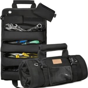 Tool Bag Organizers - Small Tool Bag With Detachable Pouches, Heavy Duty Roll Up Tool Bag Organizer With 6 Tool Pouches,Black