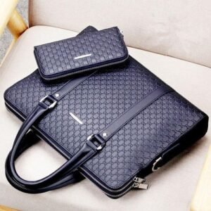 Men Shoulder Bags Double Layers Man Leather Business Briefcase Bag For 14.1 15.6" Laptop Handbags  Men's vel Bags