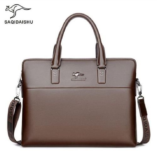 Men Briefcases Big Business Bag A4 Notebook Split Leather