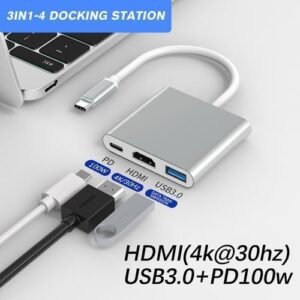 3IN1 USB Type C Hub HDMI 4K Adapter Converter USB-C To HDMI