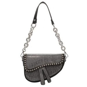 24 7 FASHION Women's Bright Diamond Luxury  Crossbody Bags  Fashion Saddle Bag