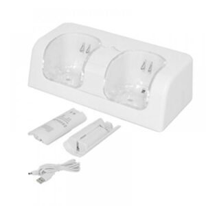 Wii Two   in   one Dual Charging Station Suitable for Wii Controller  Rechargeable Batteries with Two 2800MAH  White Drop Shipping