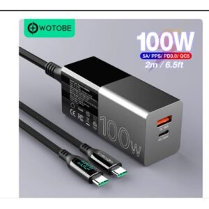 WOTOBE PD 100W GaN USB C Charger Power Adapter,2-Port 100W
