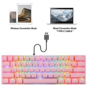 Mechanical Keyboard 61 Key Support Win/iOS//Andriod Pink Red Shaft