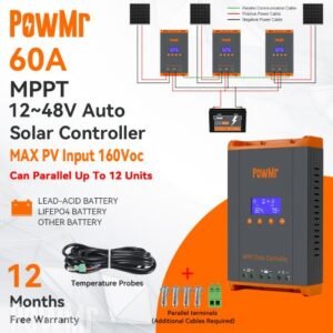 PowMr 60A MPPT Solar Charge Controller Support Parallel 12