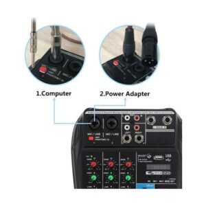 915 Generation TEYUN A4 4-Channel Small Microphone Digital Mixer DJ Live