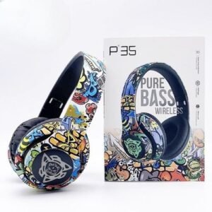 Game Sports Headphone Graffiti Painting Wireless  P35-Blue