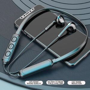 Neck Hanging Wireless Bluetooth Earphone Sports Earbuds- Black