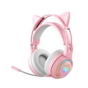 New Sy-T25 Wireless Bluetooth Removable Cat Ear Antler Headphones Pluggable Hd Enc Noise Reduction Mic Rgb Lighting Game Headset