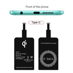 (For Andriod Type C)Qi Wireless Charging Receiver Micro USB Type C Universal Fast Wireless Charger Adapter For Samsung Huawei IPhone For Xiaomi GRE