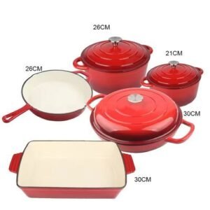 5 In 1 Heavy Duty Dutch Oven Cast Iron Pot - Cookware Set