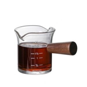 70/75/150ML Double Spout Wood Handle Gl Espresso Measuring Cup Double/Single Mouth Milk Jug Coffee Measure Mug Coffee Jug