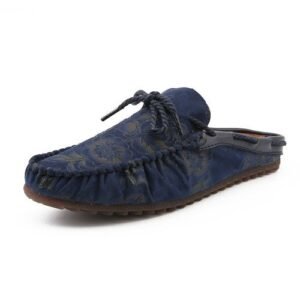 Mens Half Shoes Loafers Casual Leather Shoes Blue