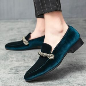 Tassel Mens Formal Shoes Leisure Loafers High-end Suede Leather Party Dress Footwear Green
