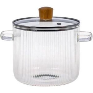 Glass Cooking Pot with Lid 1.6L HeatResistant High Borosilicate Stovetop Pot Clear Pots for Cooking Simmer Pot