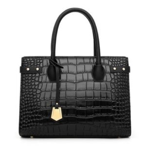 All Season's Leather Office Ladies Handbag-Black