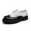 (White Black)YEINSHAARS New White Black Brogue Shoes Men Classic Platform Casual Shoes Men PU Leather Footwear Low-Ankle Men Designer Shoes ACU