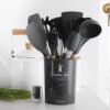 12PCS Silicon Non-Stick Cooking Spoon Set- Black