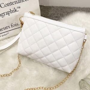 Women Crossbody Bag Leather Shoulder Bag For Ladies Chain Handbags White