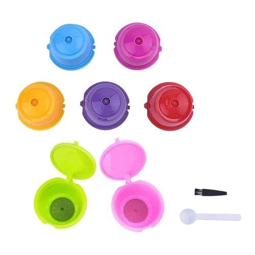 7 Pcs Coffee s Refillable Coffee s Pods Reusable Universal Coffee Filter With Spoon Brush For Dolce Gusto