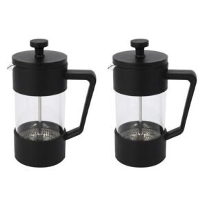 2X French Press Coffee & Tea er 12Oz, Thickened Borosilicate Gl Coffee Press Rust-Free And Dishwasher Safe,Black