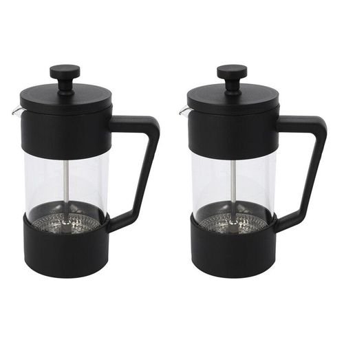 2X French Press Coffee & Tea er 12Oz, Thickened Borosilicate Gl Coffee Press Rust-Free And Dishwasher Safe,Black