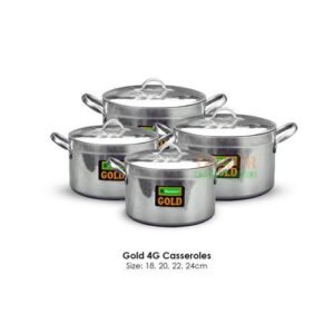 TAluminium Gold Set Of 4 Casserole Pots (4G)