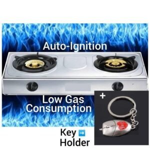 Low Gas Consumption- Auto Ignition Table Top Gas Cooker- 2 Burners + Key Holder