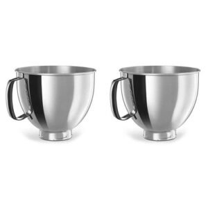 2X Stainless Steel Bowl For Kitchen Clic&Artisan Series 4.5-5 QT Tilt-Head Mixer, 5 Quart 304 Stainless Steel Bowl