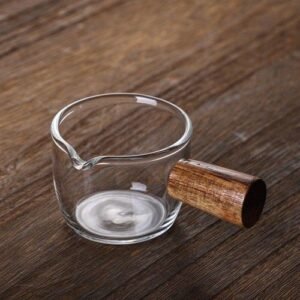 50/75/100ml Wood Handle Gl Espresso Measuring Cup Double/Single Mouth Milk Jug Coffee Supplies Clear Kitchen Measure Mug