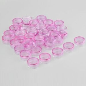 50pcs Plastic Mini Clear Plastic Jar Box W/ Lid  Pot Pink