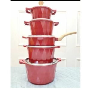 5 Set Non-Stick Pots-Granite Effect