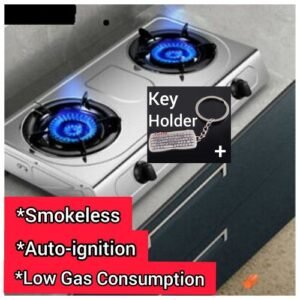 Auto Ignition S/Steel Table Top Gas Cooker- 2 Burners + Free Key Holder