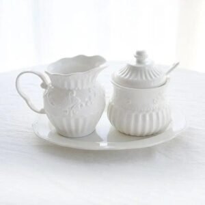 European Style Cups Sugar Jar Milk Jug Baroque Style Coffee Accessories Ceramic Coffee and Tea Set Tableware Emed Striped