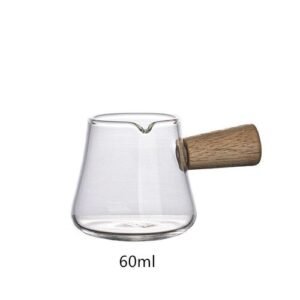 60/110ml Wood Handle Gl Espresso Cup Milk Pitcher Single Mouth Jug Coffee Supplies Clear Kitchen Creamer Measure Mug