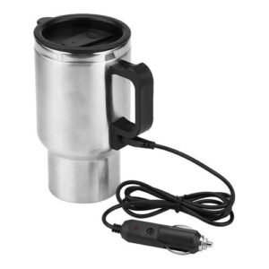 500ML 12V Car Electric Heating Cup USB Heating Cup Water Bottle Drink Mug Heater Traveling Cup with USB Heater Car Gadgets-as show_Brown