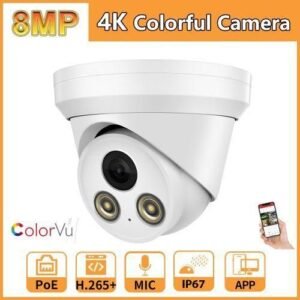Hikvision Compatible 4k Colorvu Ip Camera 247 Hours Colorful 8mp 5mp Build In Mic Poe Network Security Cctv H.265 Black Color  Ip Camera  2.8mm