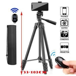 Portable Adjustable Aluminum High Quality Lightweight Camera Stand with Cell Phone Clip