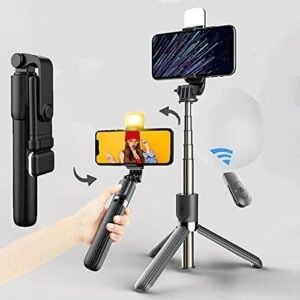 R1 R1S Bluetooth Wireless Remote Control Selfie Stick LED Fill Light K07 Retractable Foldable Handheld Monopod Tripod Bracket