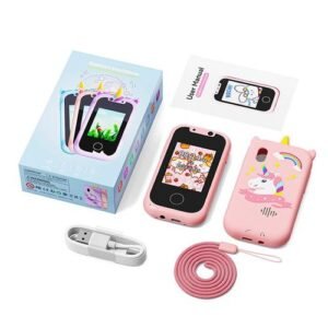 Kids Phone Camera Toys Girls Boys Unicorn Smart Toddler Phone Toys 1080P HD Selfie Camera Record Lift Chirstmas Birthday Gifts-PINK_Mp3