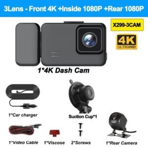 3 Lens Car Dvr 4K Front Caamera Dash Cam for Cars WIFI Rear View Camera for Vehicle Night Vision Video Recorder Parking-X299-4K-WIFI-3CAM_black_NONE_64G