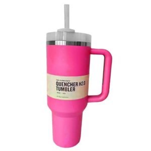 30OZ For Stanley Tumbler Stainless Steel Double Wall Thermal Water Tumbler Cup with Handle Lid Straw Insulated Water Bottle-Rose Red_Red